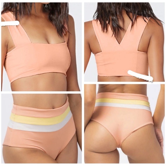 l*space Other - L*Space Parker Top & Portia Bikini Bottom Set - Tangy Orange Lemon
Yellow White